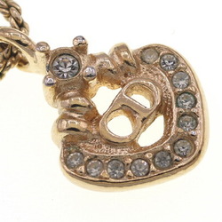 Christian Dior Dior Necklace Gold Metal Heart Stone CD Women's Christian