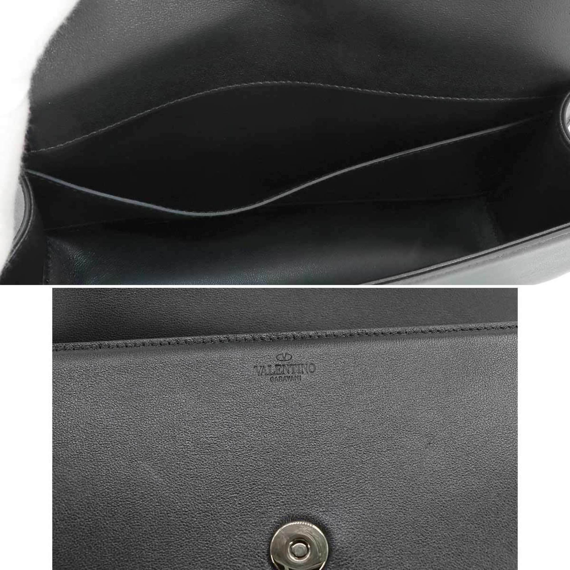 Valentino Garavani V Shoulder Bag Leather Black 1Y2B0B54VTQ