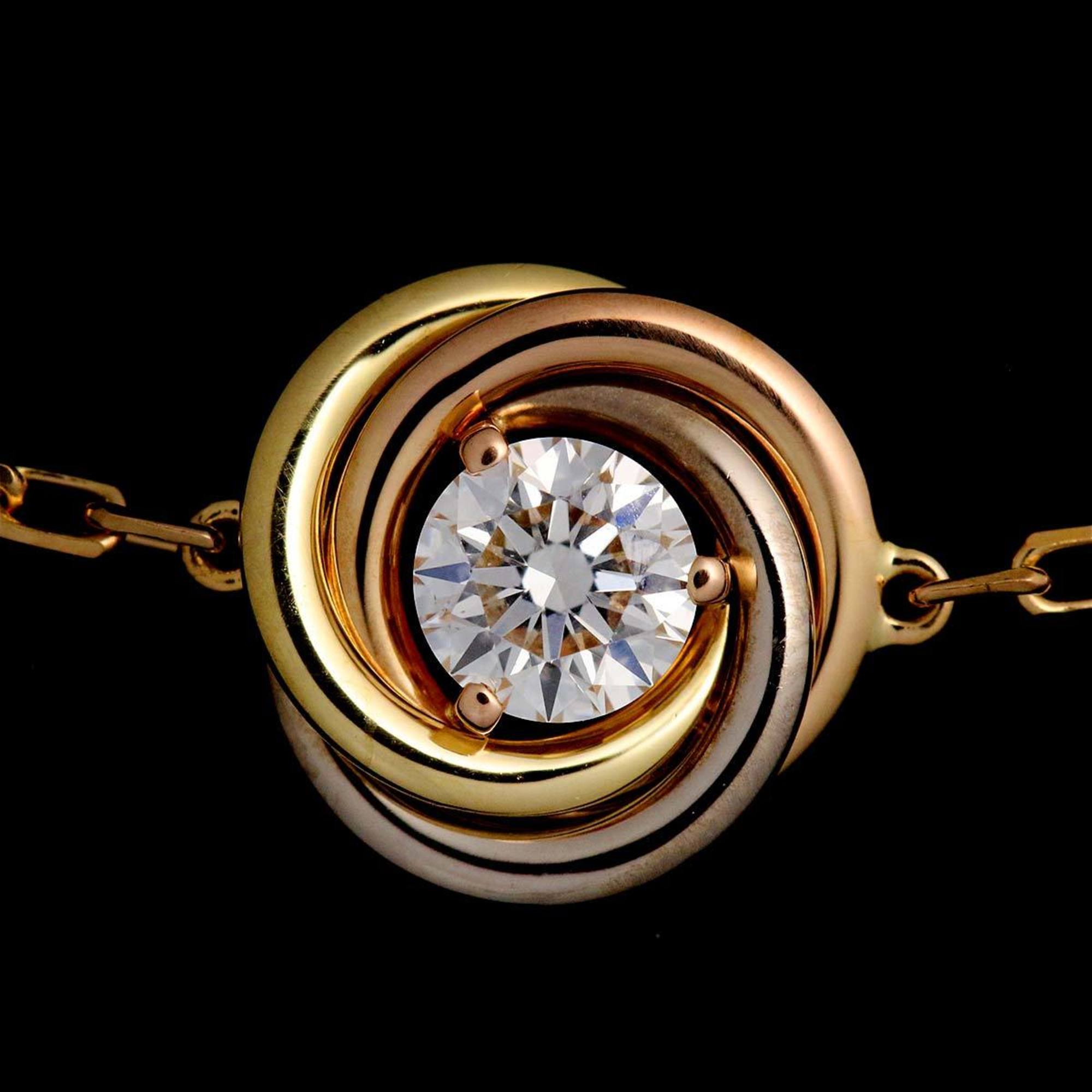 Cartier Trinity Diamond Bracelet 16cm K18 YG WG PG 750 Three Gold Colors