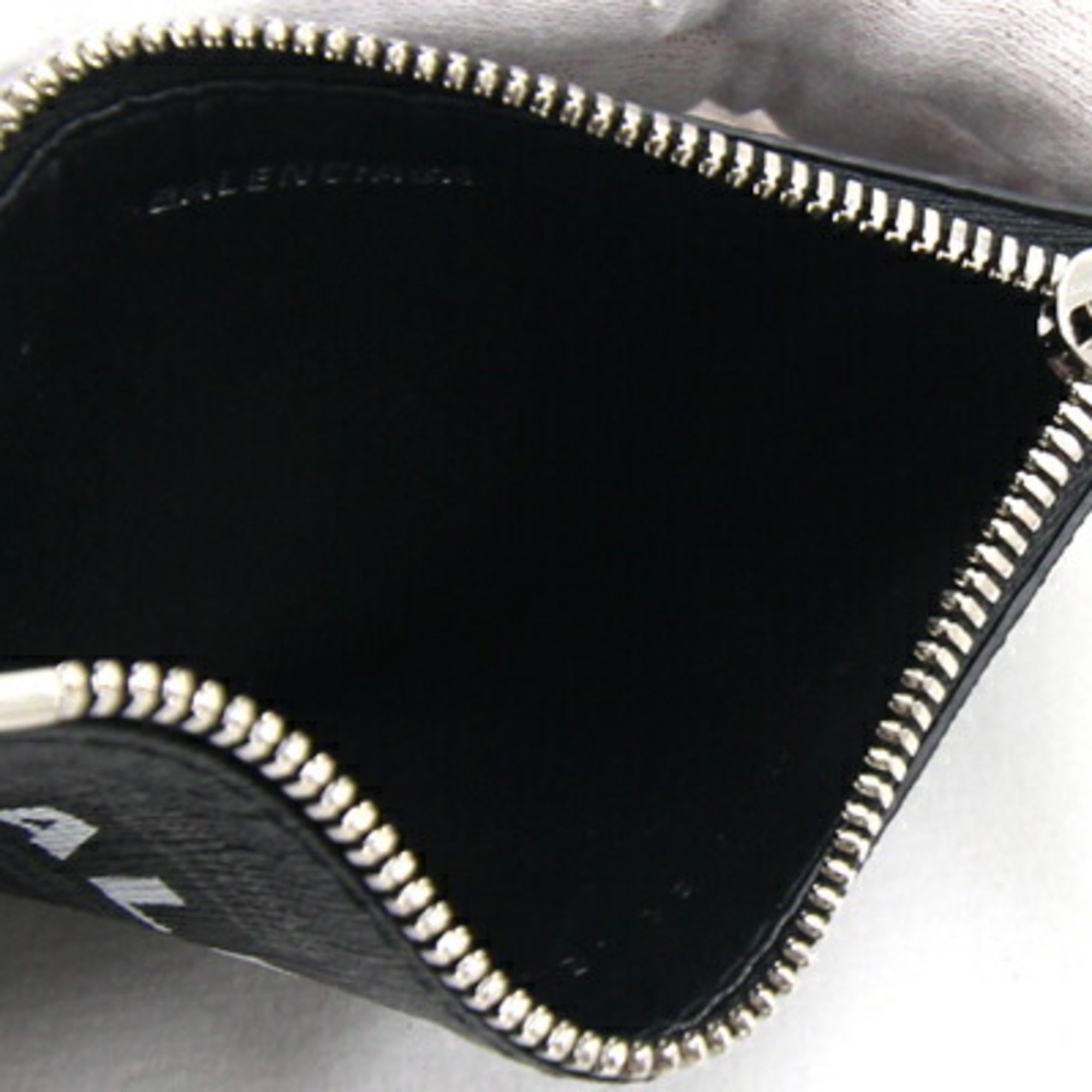 Balenciaga Card Key Ring 594548 Black Leather with Strap Fragment Case Men's Women's BALENCIAGA