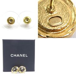 CHANEL Coco Mark Metal Earrings Gold x Black Women's r9988f