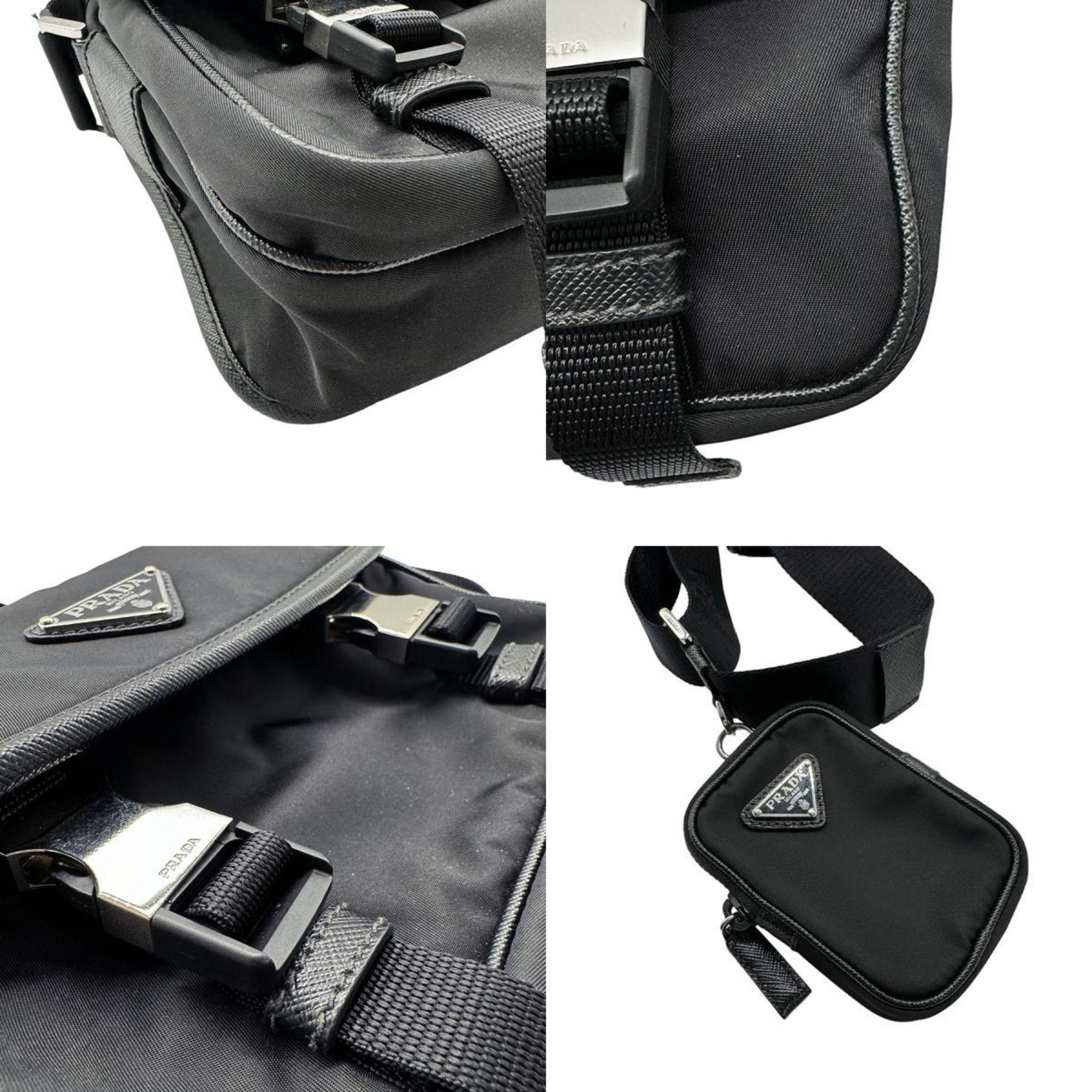 PRADA Shoulder Bag Nylon Black Unisex z0375