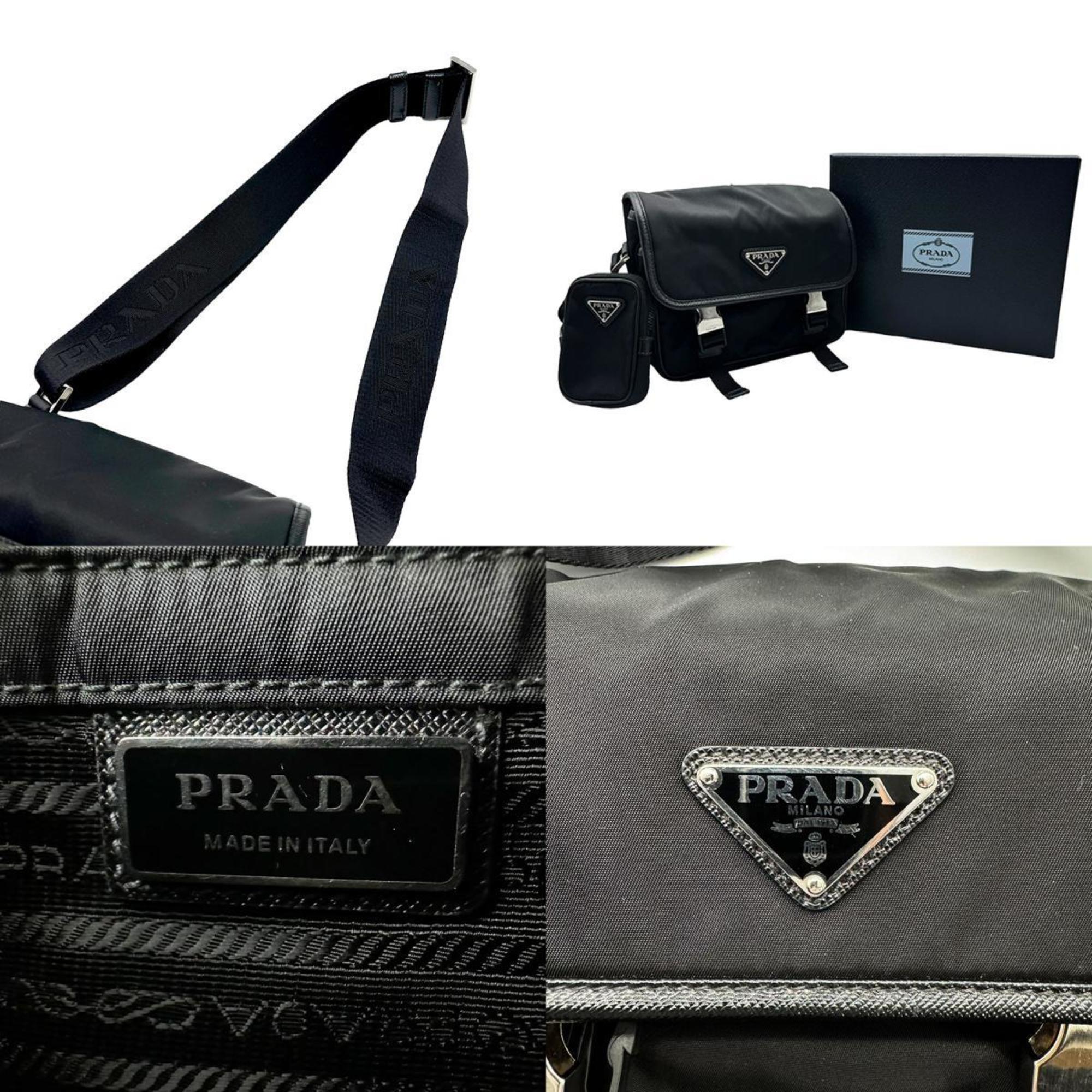 PRADA Shoulder Bag Nylon Black Unisex z0375