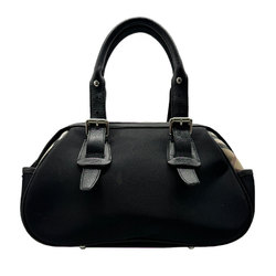 Burberry Handbag Nova Check Canvas/Leather Black/Beige Silver Women's z0397