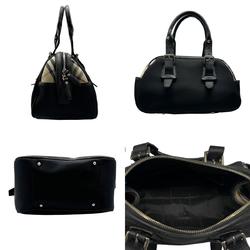 Burberry Handbag Nova Check Canvas/Leather Black/Beige Silver Women's z0397