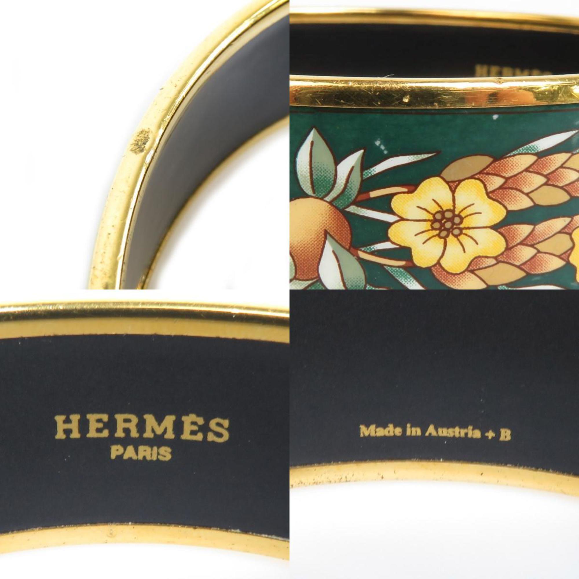 Hermes HERMES Bangle Bracelet Emaille Metal/Enamel Gold/Green Women's e58457a