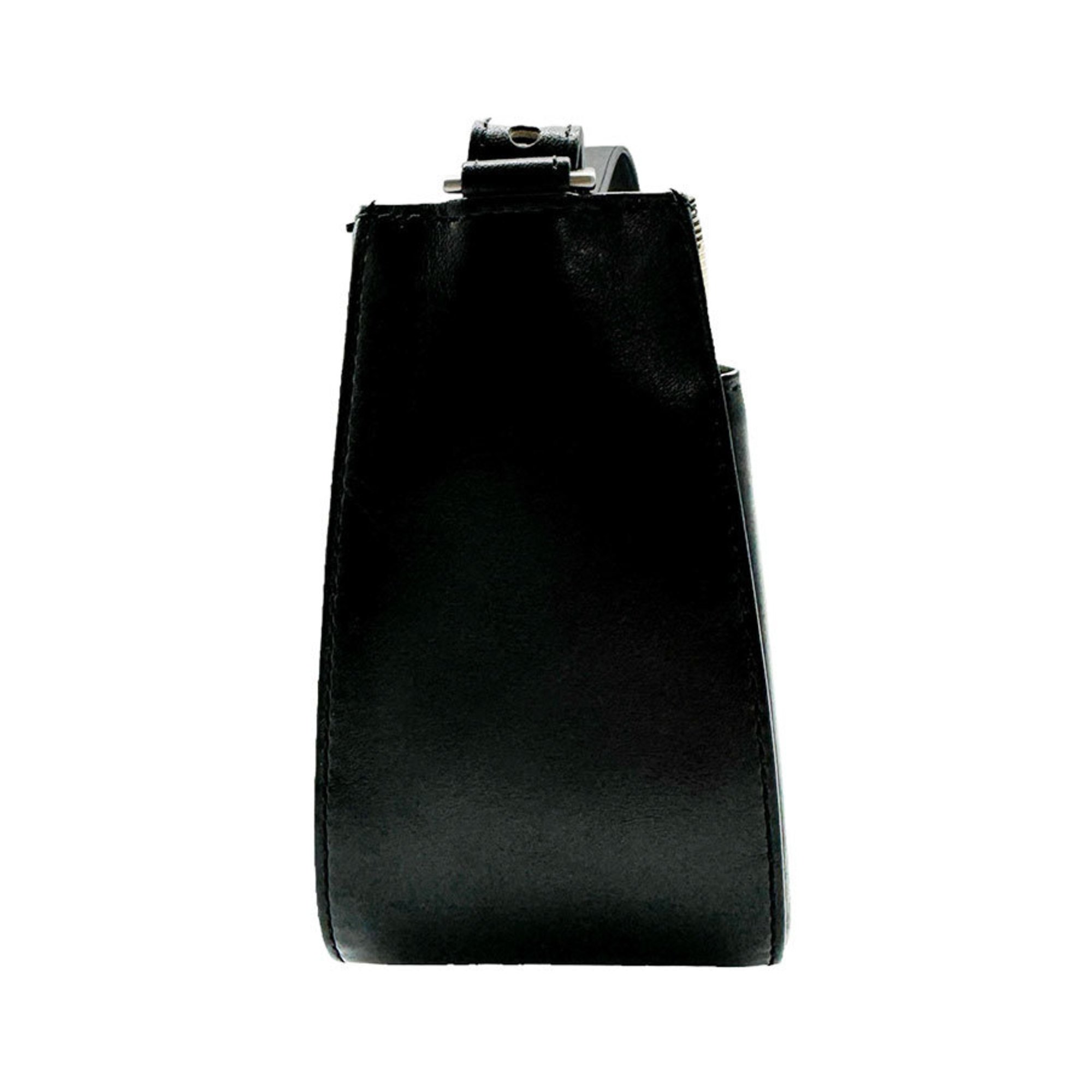 Burberry Shoulder Bag Nova Check Leather/Canvas Black/Beige Silver Women's z0415