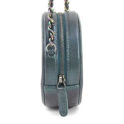 CHANEL Shoulder Bag Matelasse Coco Mark Caviar Leather/Metal Metallic Dark Green/Aurora Women's e58446i
