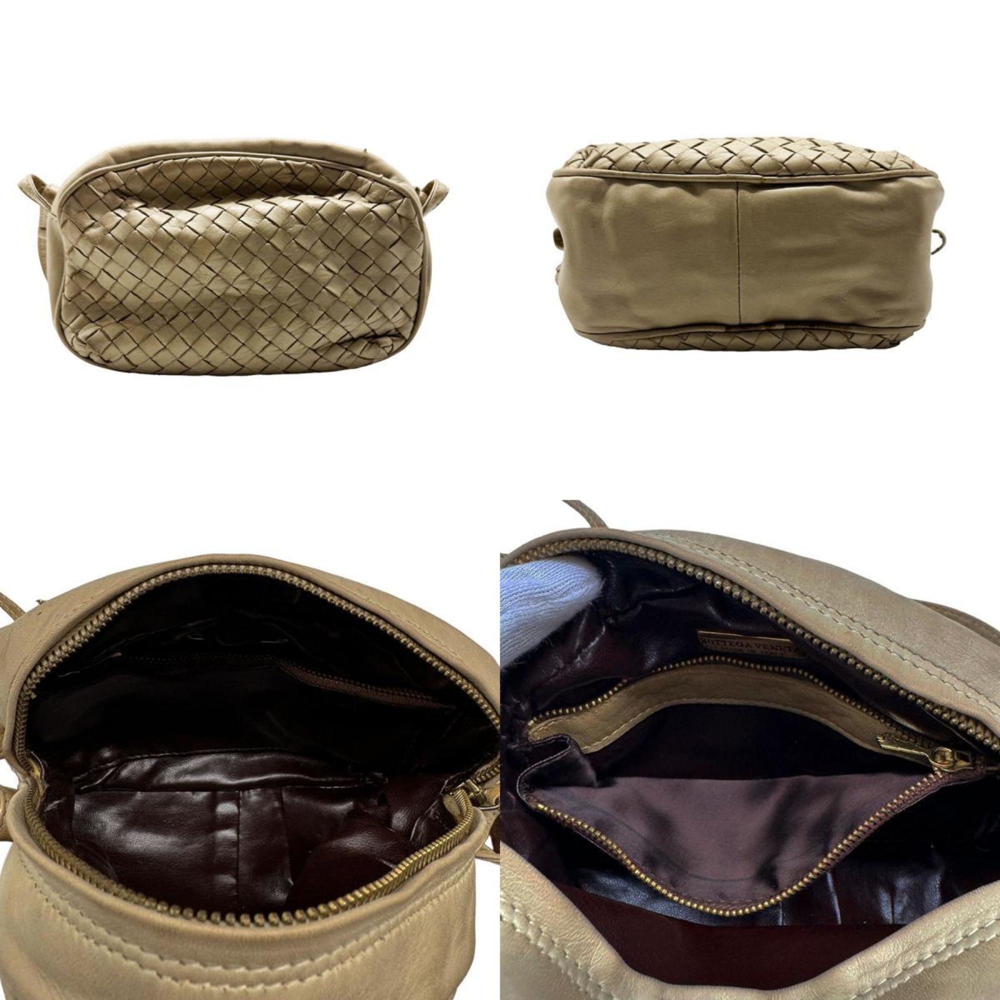 BOTTEGA VENETA Shoulder Bag Intrecciato Leather Beige Women's z0377