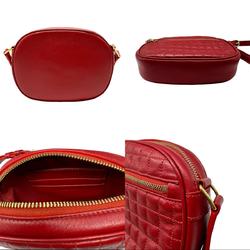 CELINE Shoulder Bag C Charm Leather Red Women's z0373