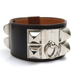 Hermes HERMES Bracelet Collier de Chien Leather/Metal Black/Silver Unisex e58458i