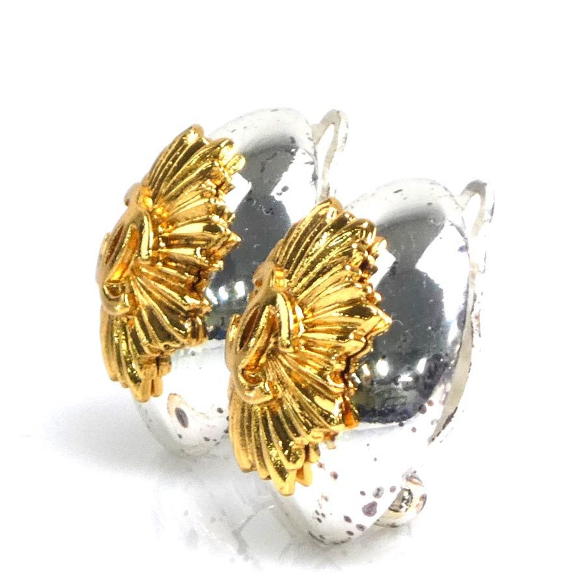 CHANEL Coco Mark Metal Earrings Silver/Gold Women's e58498a