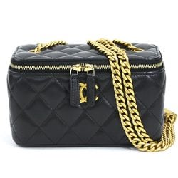 CHANEL Shoulder Bag Pochette Lambskin Black Gold Women's 99878f