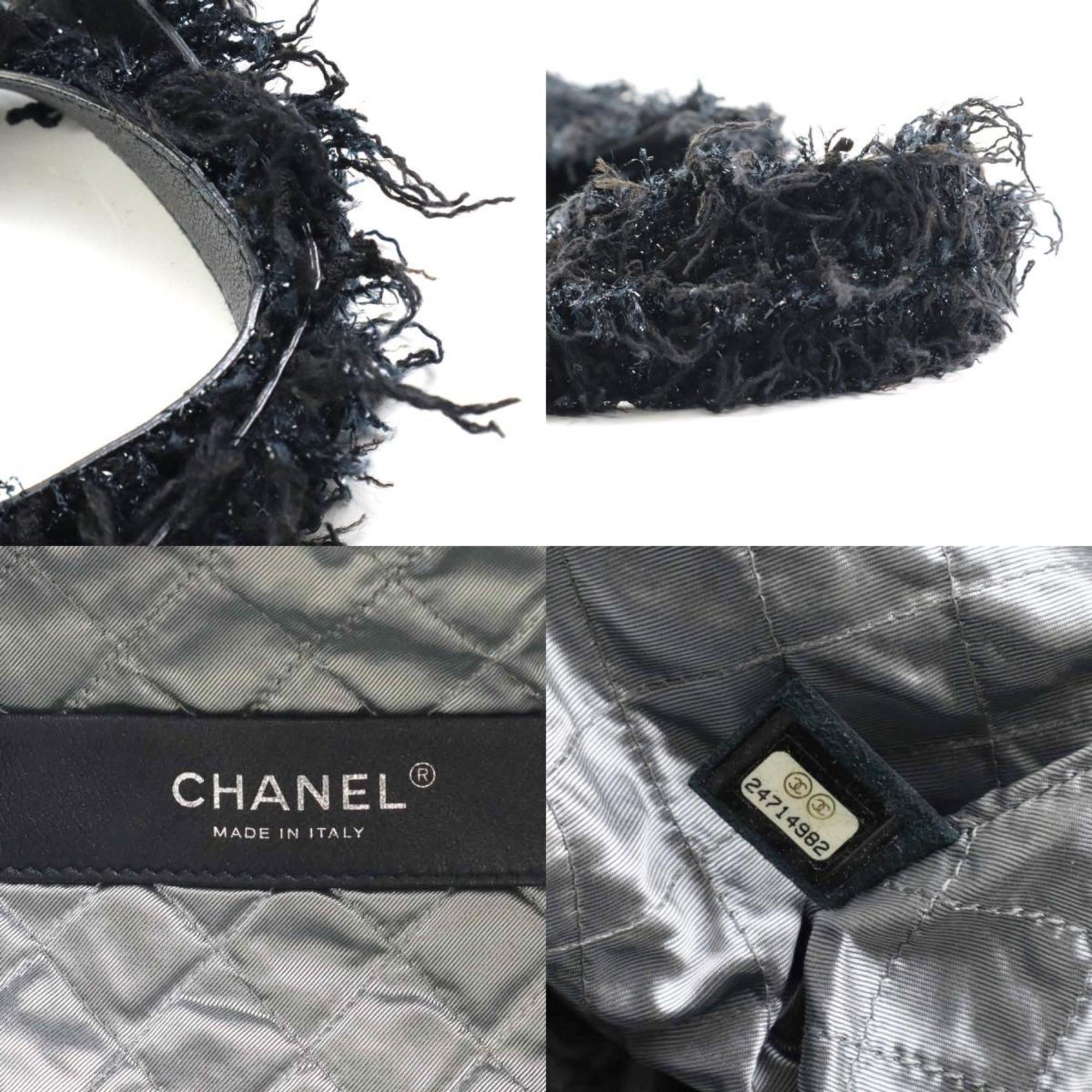 CHANEL Shoulder Bag Tote Rocket Tweed/Metal Black/Silver Women's e58461f