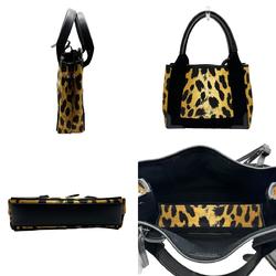 BALENCIAGA Handbag Shoulder Bag Navy Cabas XS Canvas/Leather Black x Brown Women's 390346 z0355