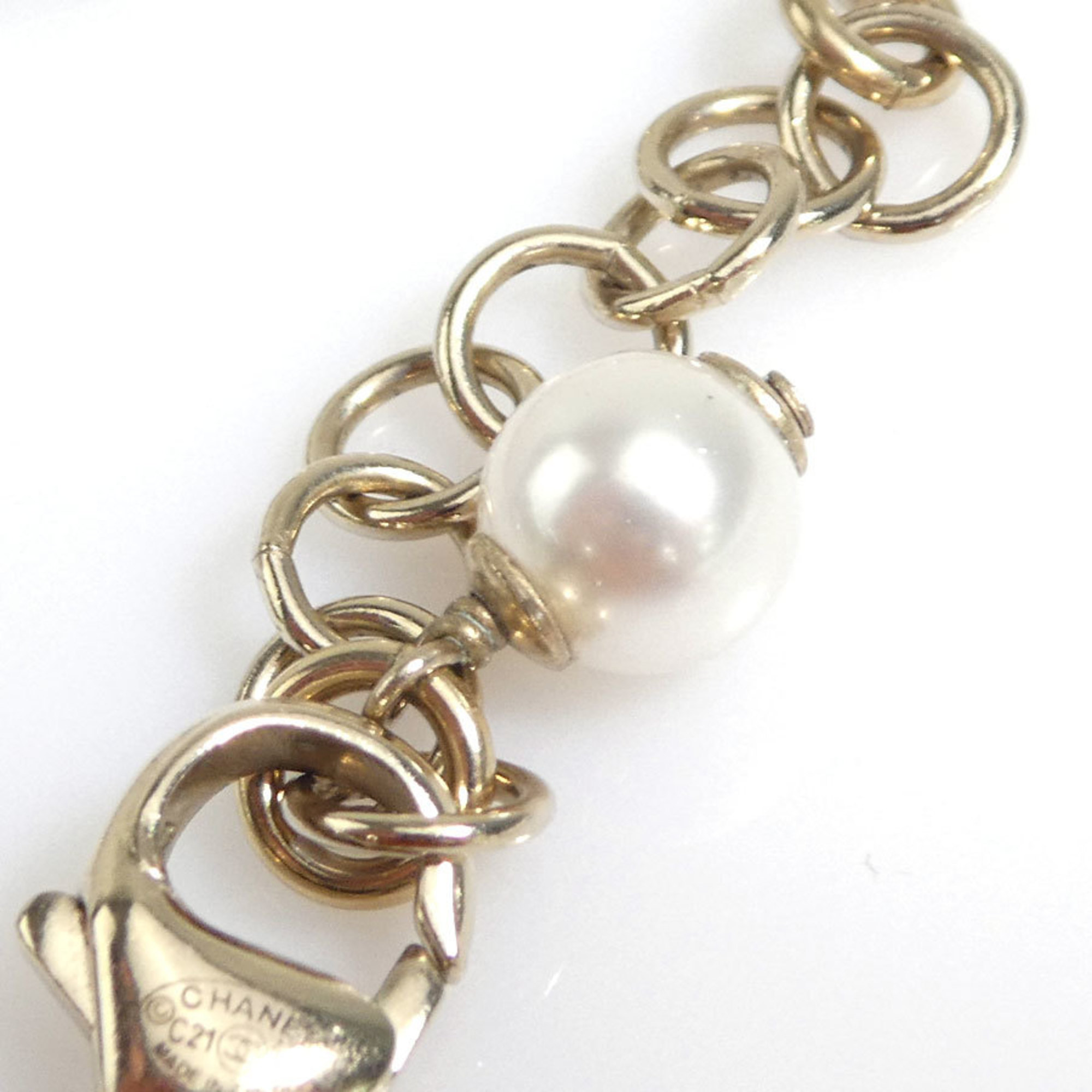 CHANEL Bracelet Metal/Faux Pearl/Rhinestone Gold Women's r9986f