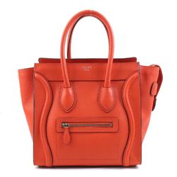 CELINE Handbag Luggage Micro Shopper Leather Orange Red Women's 99883g