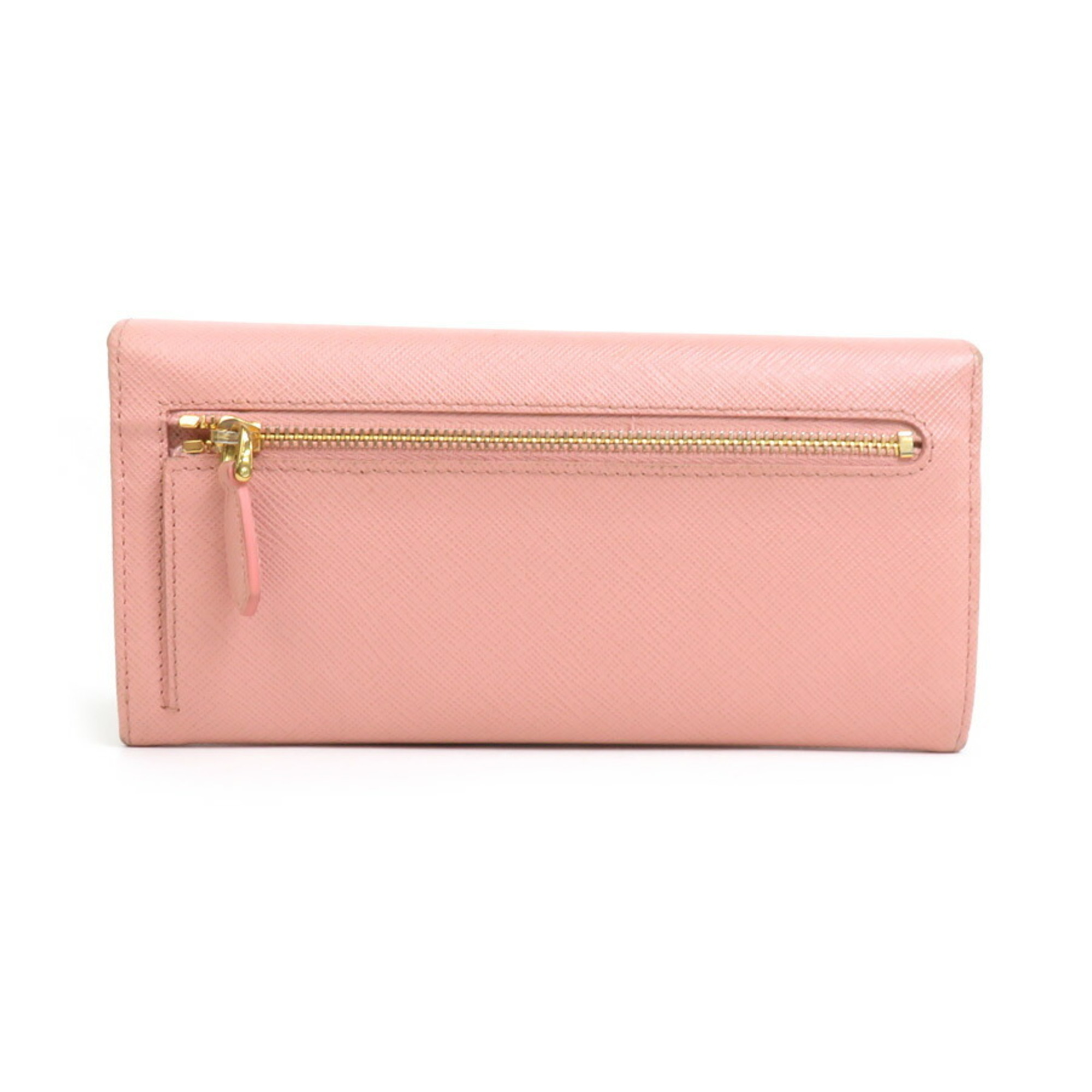 PRADA Bi-fold long wallet in saffiano ribbon leather, light pink, for women, a0314