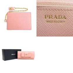 PRADA Bi-fold long wallet in saffiano ribbon leather, light pink, for women, a0314