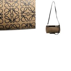 LOEWE Shoulder Bag Handbag Anagram Missy Small Leather Brown x Black Women's z0366
