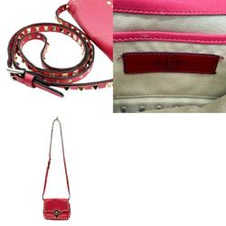 Valentino Garavani Shoulder Bag Rockstud Leather/Metal Pink/Gold Women's z0351