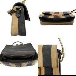 FENDI Shoulder Bag Handbag Leather Gray x Beige Women's 8BS017 AAF8 z0372