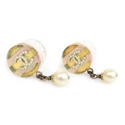 CHANEL Earrings Coco Mark Resin/Fake Pearl Gold/Pink/White Women's e58455a