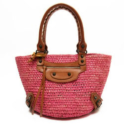 BALENCIAGA Handbag Raffia Pink/Brown Women's w0126f