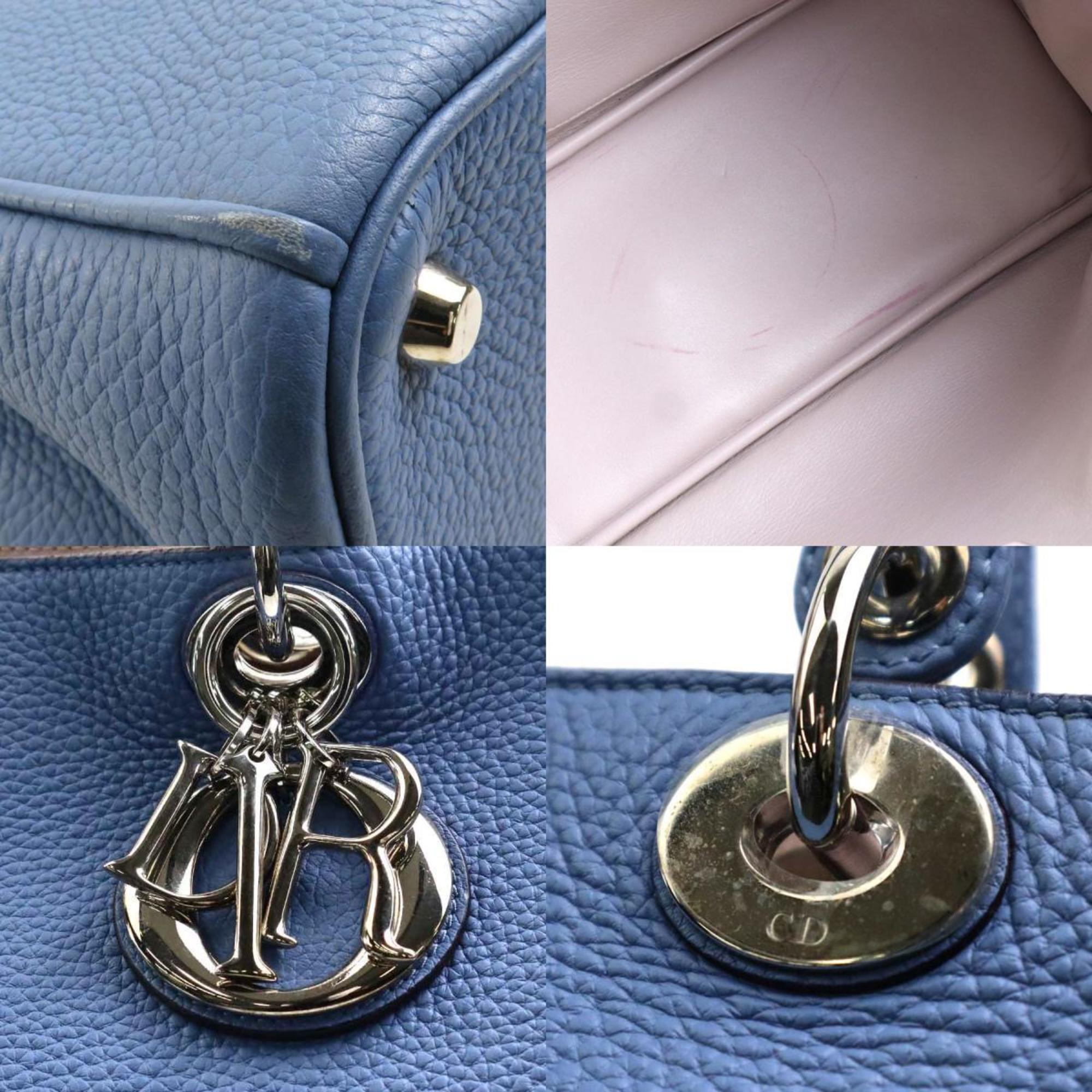 Christian Dior Handbag Shoulder Bag Cannage Leather Purple Blue Women's a0311