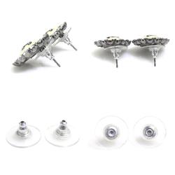 CHANEL Coco Mark Metal/Rhinestone Earrings Silver x Clear Women's r9985i