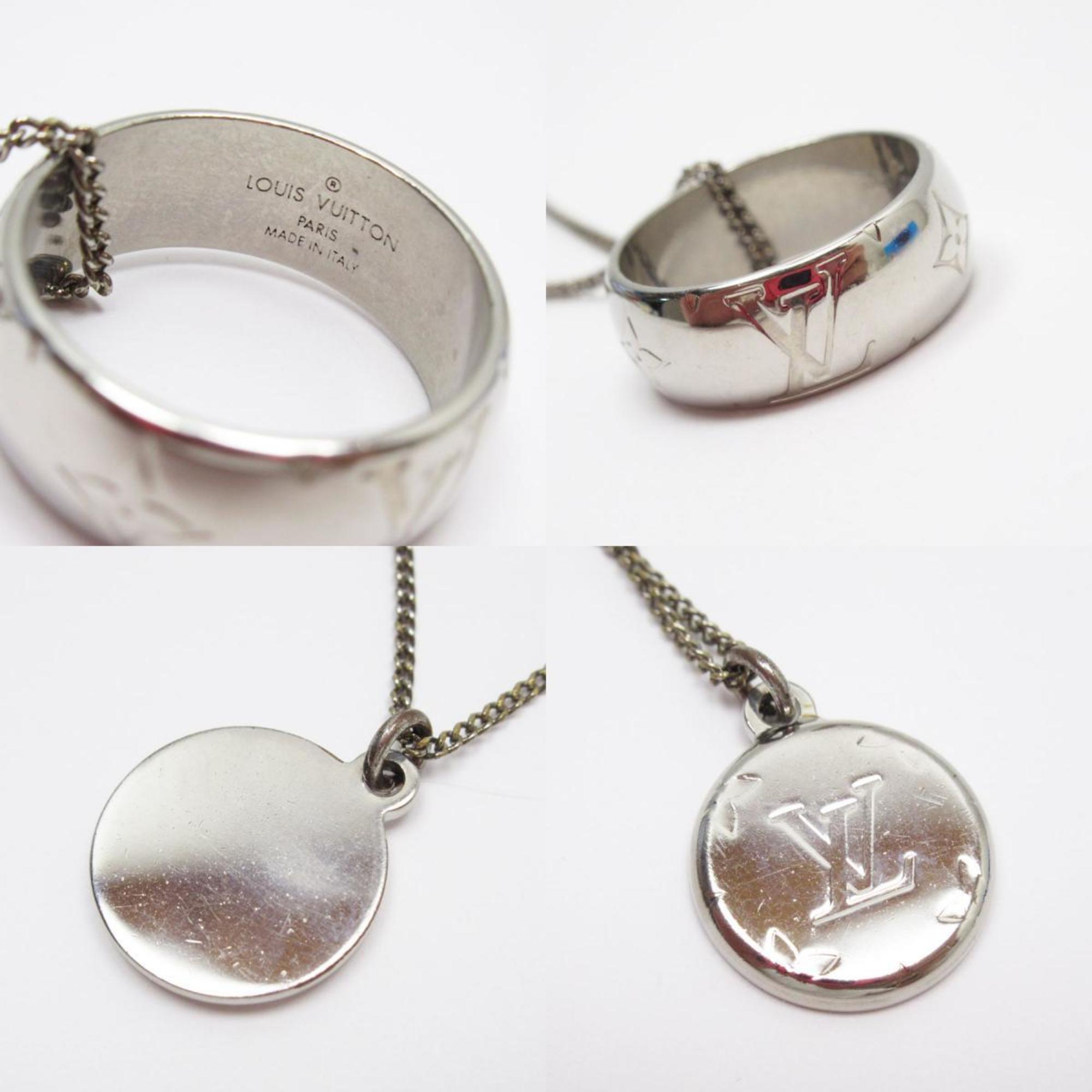 LOUIS VUITTON Necklace Ring Monogram Metal Silver Men's M62485 w0134a