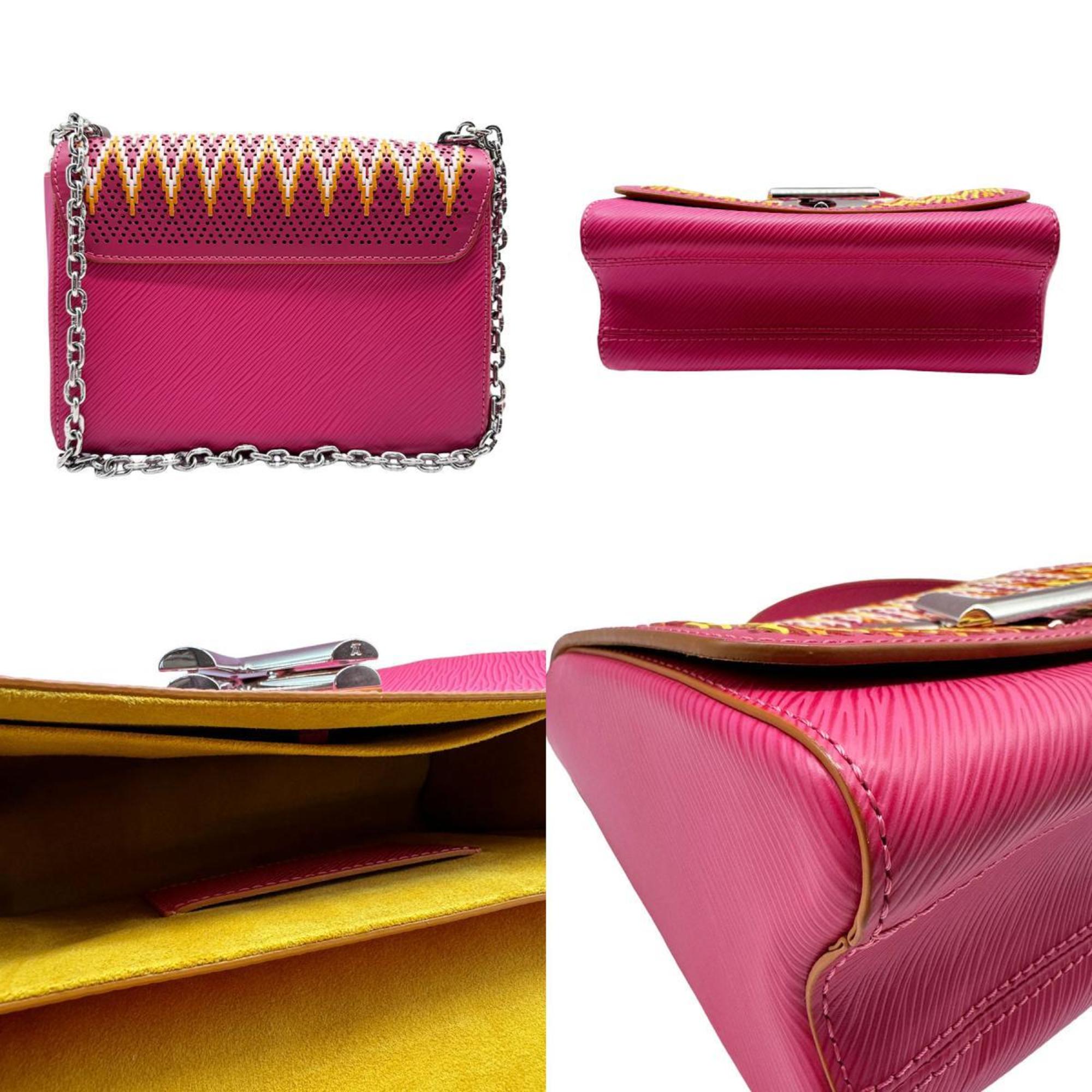 Louis Vuitton Shoulder Bag Epi Twist MM Leather Pink x Multicolor Silver Women's z0412