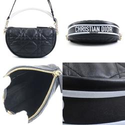 Christian Dior Handbag Shoulder Bag Vibe Hobo Leather Black/White/Light Blue Gold Women's e58488f