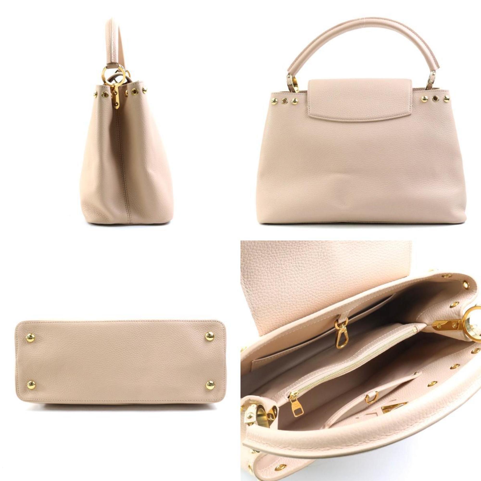Louis Vuitton LOUIS VUITTON Handbag Capucines MM Leather Pink Beige Women's a0310