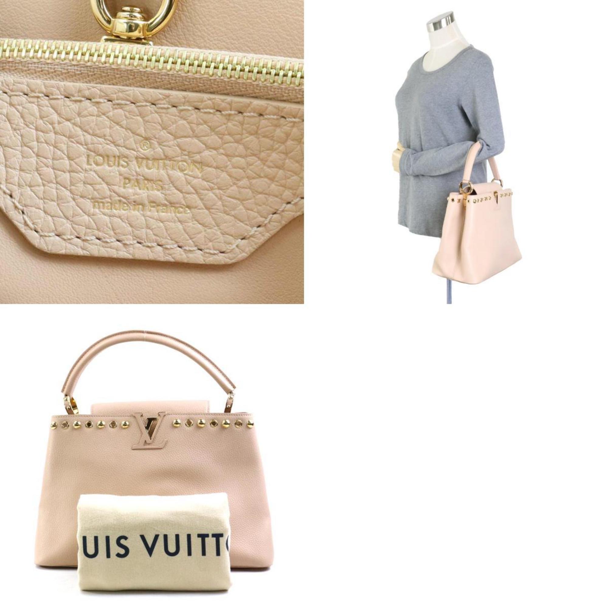 Louis Vuitton LOUIS VUITTON Handbag Capucines MM Leather Pink Beige Women's a0310