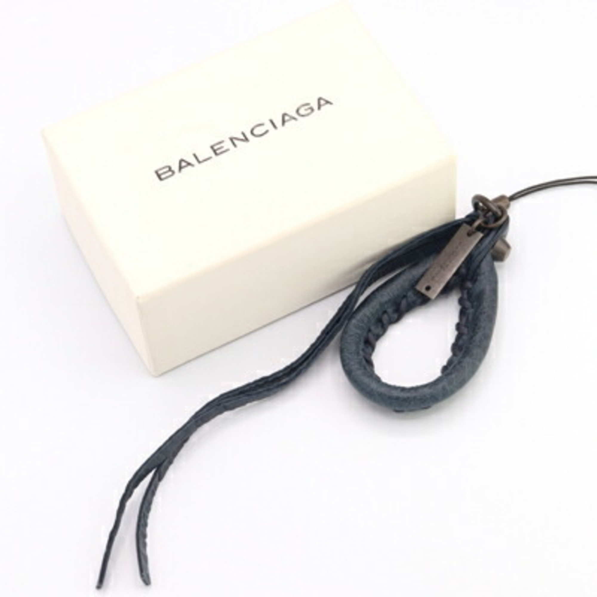 Balenciaga Mobile Phone Strap 197746 Navy Leather Bag Charm Smartphone IPHONE Women's BALENCIAGA