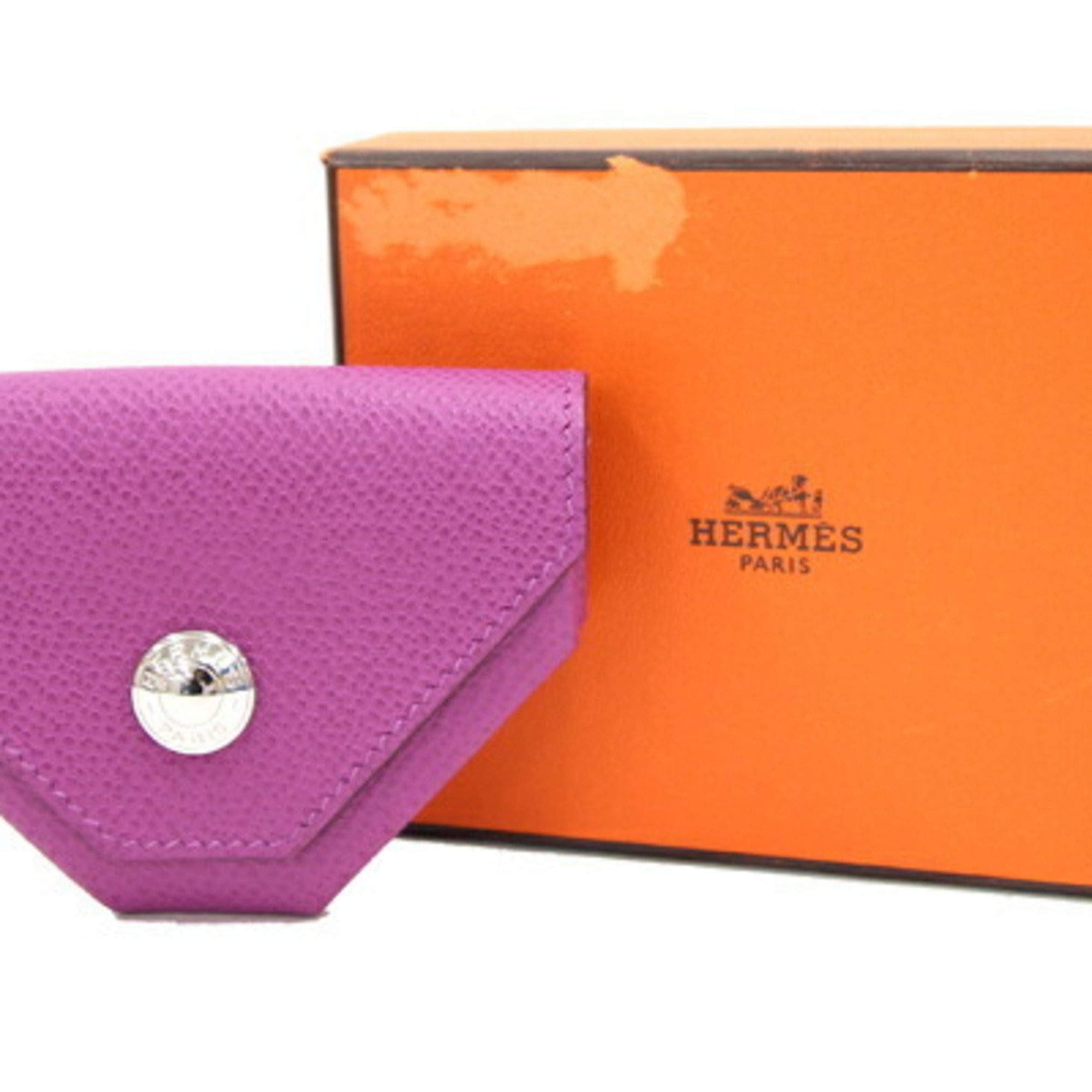 Hermes Coin Case Le Vingt Quatre Purple Epsom Leather H Stamp 2004 Purse Wallet Serie Women's HERMES