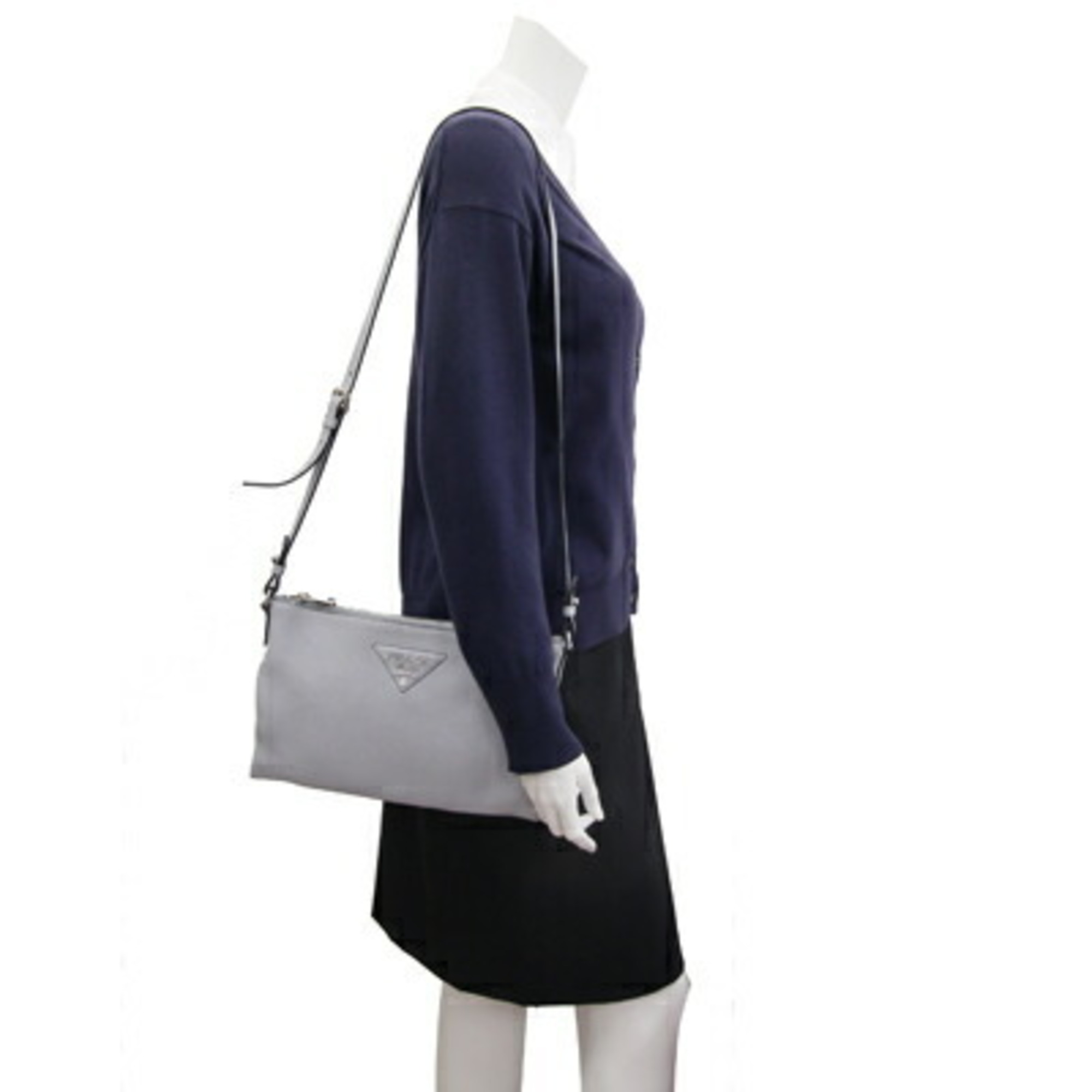 Prada Shoulder Bag 1BH050 Baby Blue FIORDALISO Leather Crossbody for Women PRADA