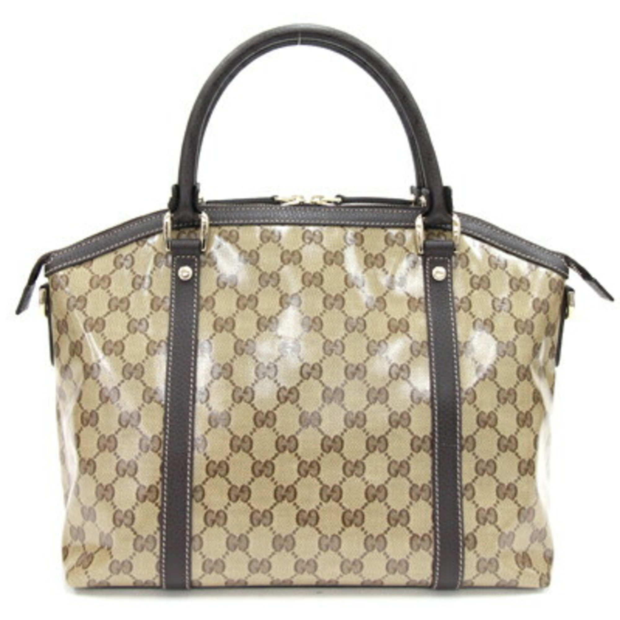 Gucci handbag, crystal GG, beige, coated canvas, leather, GG pattern, women's, GUCCI