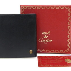 Cartier Pasha Bi-fold Wallet L3000922 Black Leather Compact Men's