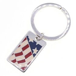 Tiffany Key Ring SV Sterling Silver 925 American Flag Stars and Stripes TIFFANY&CO