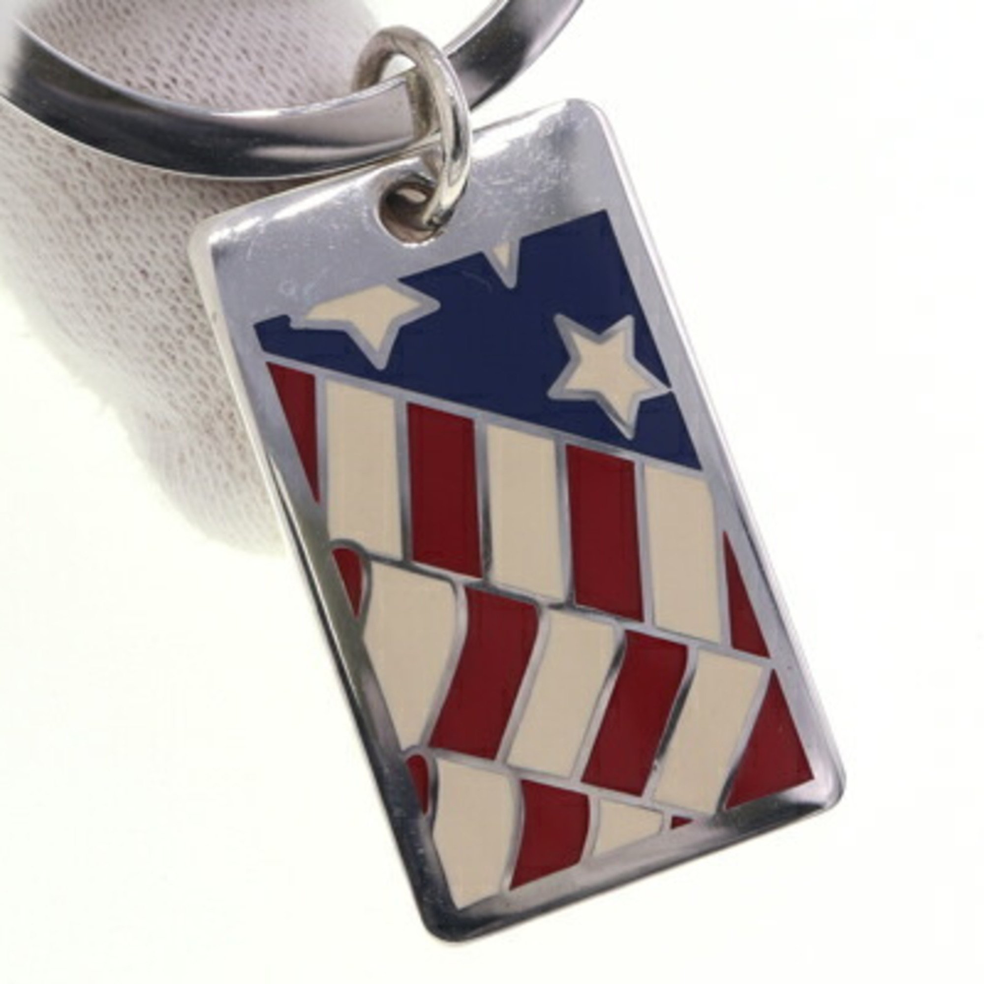 Tiffany Key Ring SV Sterling Silver 925 American Flag Stars and Stripes TIFFANY&CO