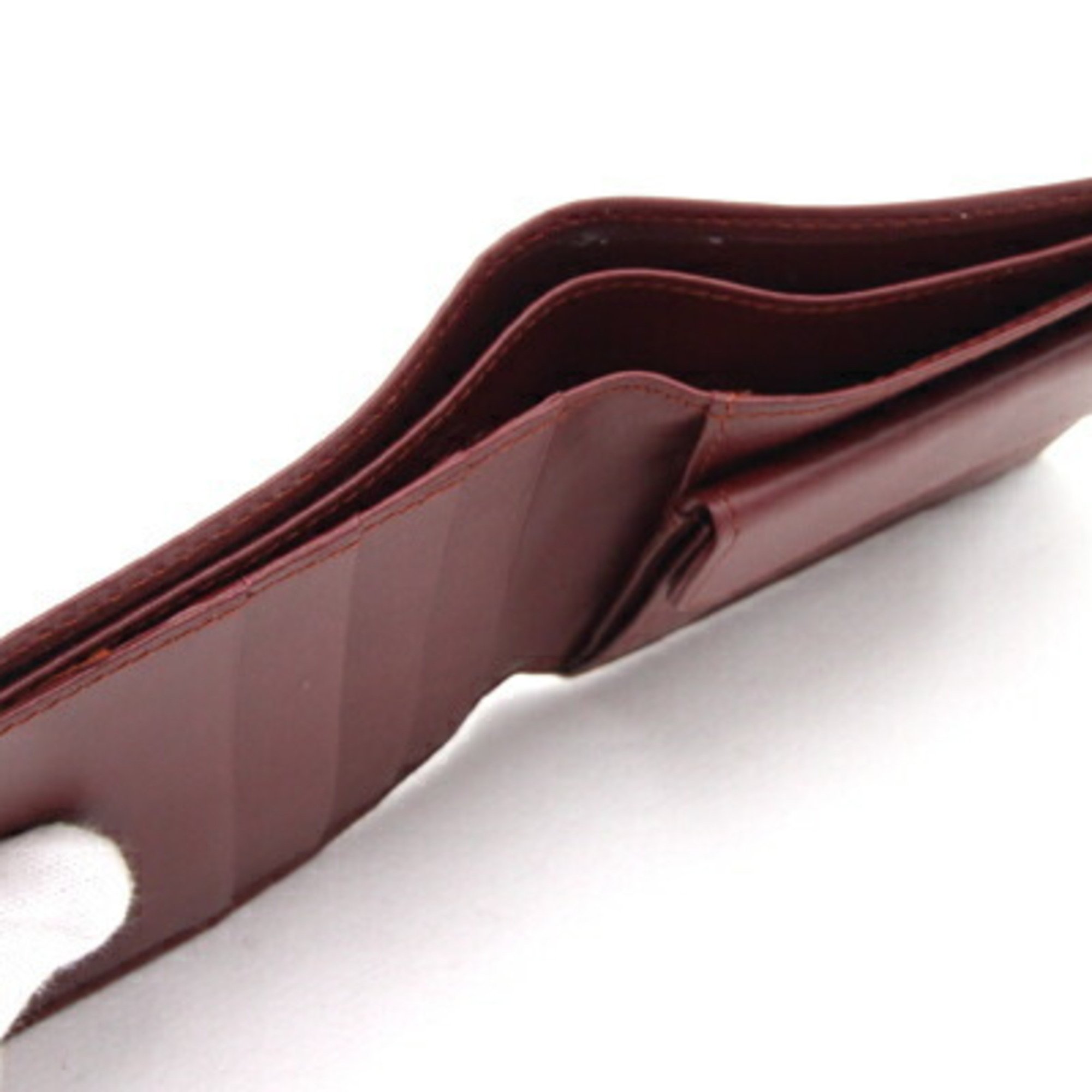 Cartier Bi-fold Wallet Must de Bordeaux Leather Compact Men's