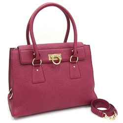 Salvatore Ferragamo Handbag Gancini 21 F293 Raspberry Red Leather Women's