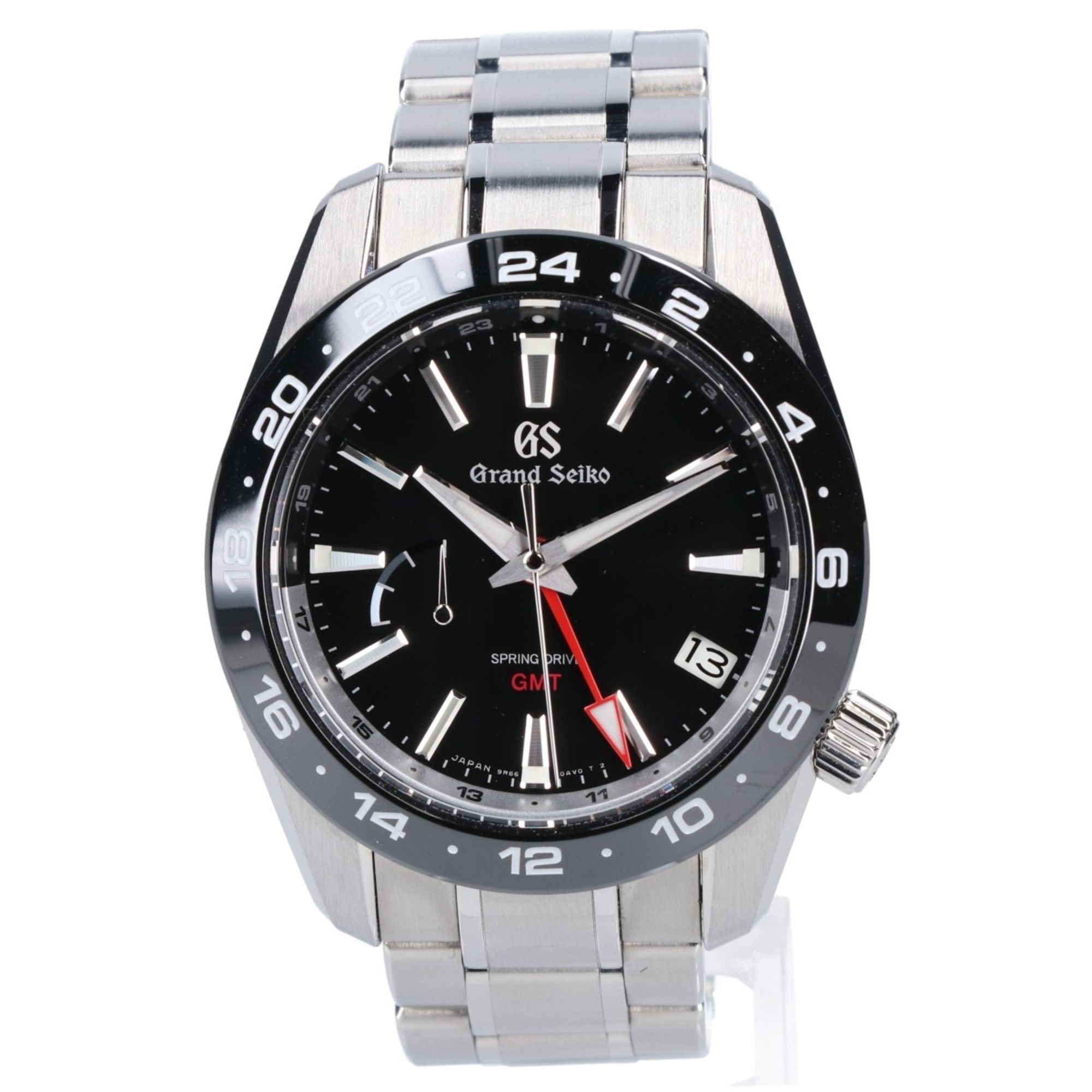 Grand Seiko SBGE253 Sports Collection Ceramic Bezel Spring Drive GMT Power Reserve Automatic Watch Silver Men's