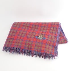 Vivienne Westwood Orb Embroidery Check Reversible Scarf Red Women's