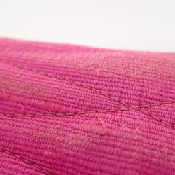 CHANEL Satin Canvas Coco Mark Matelasse Chain Bag Pouch Fuchsia Pink Women's