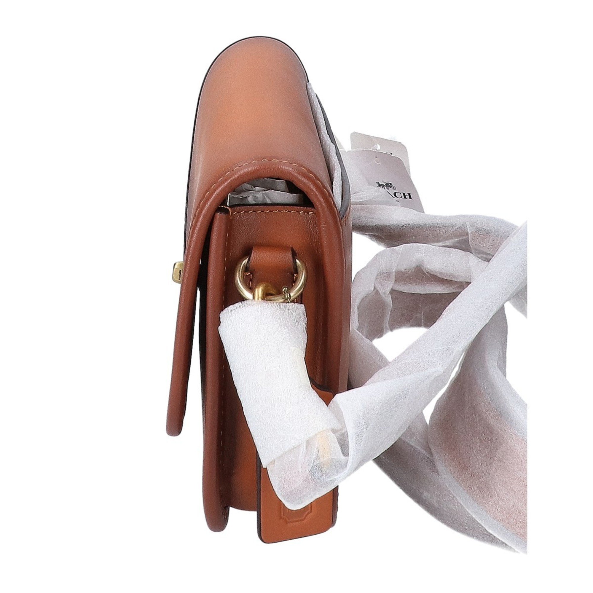 COACH C2235 Gradient Leather Turnlock Shoulder Bag Brown Women's