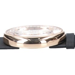 PIAGET P10442 750PG Diamond Magic Hour Satin Leather Strap Quartz Wristwatch Black x Pink Gold Women's