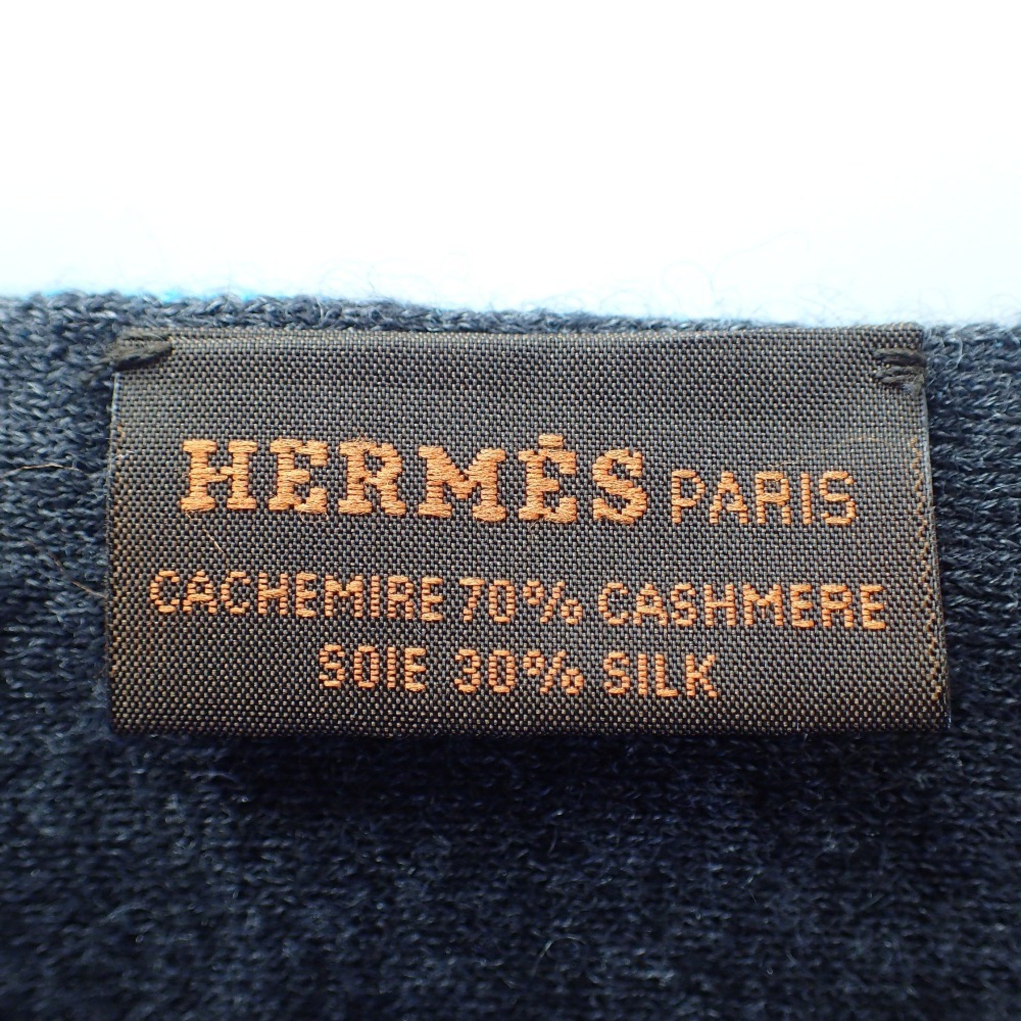 HERMES Hermes Allerture H Cashmere Silk Bicolor Stole () Gray Green
